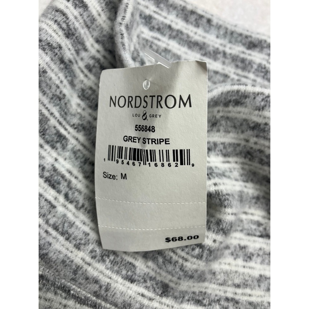 Lou & Grey Nordstrom Grey Stripe Ribbed Knit Turtleneck Sweater Top Size M New - Picture 2 of 7